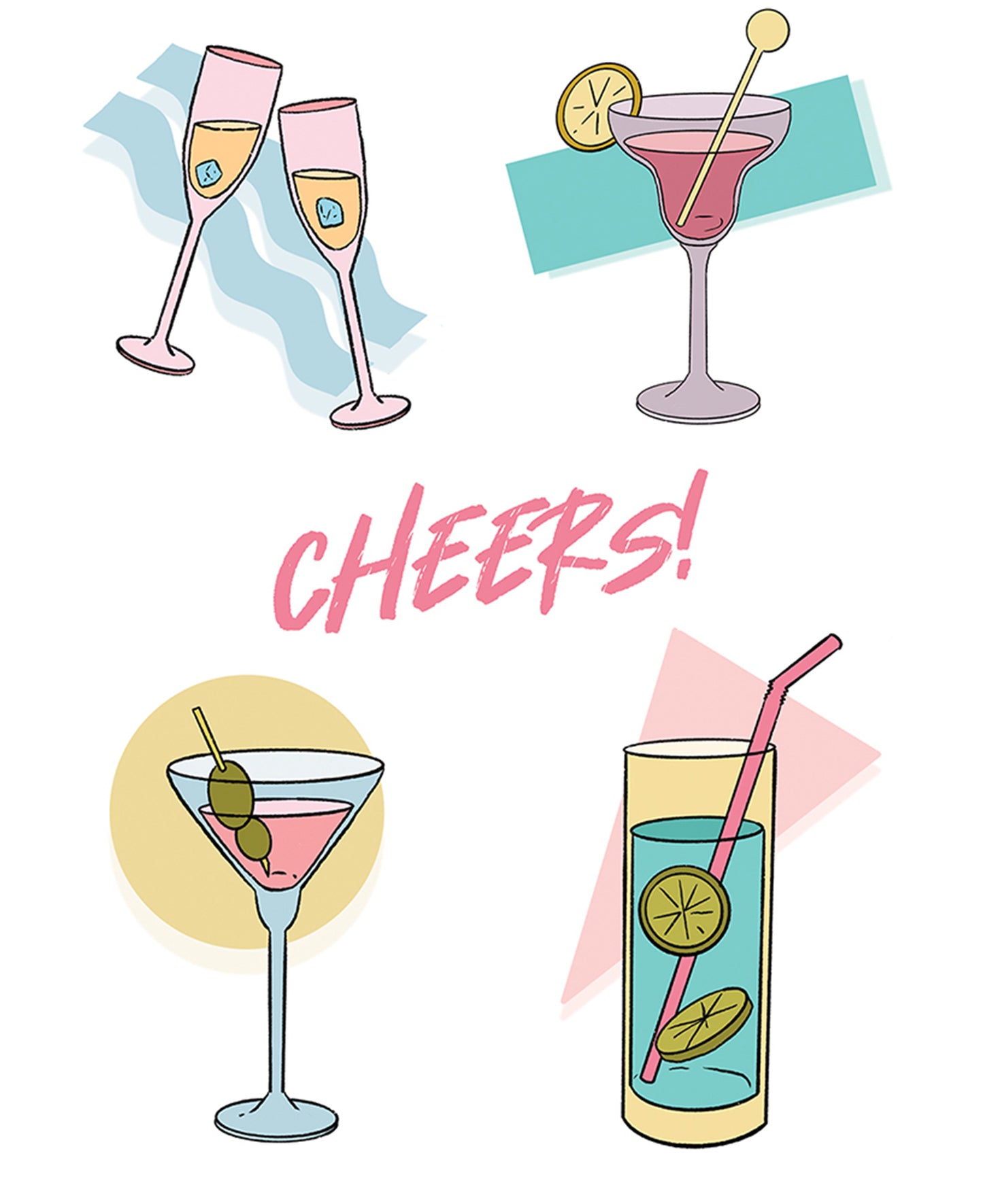 'Cheers' 80's Cocktail Giclée Art Print