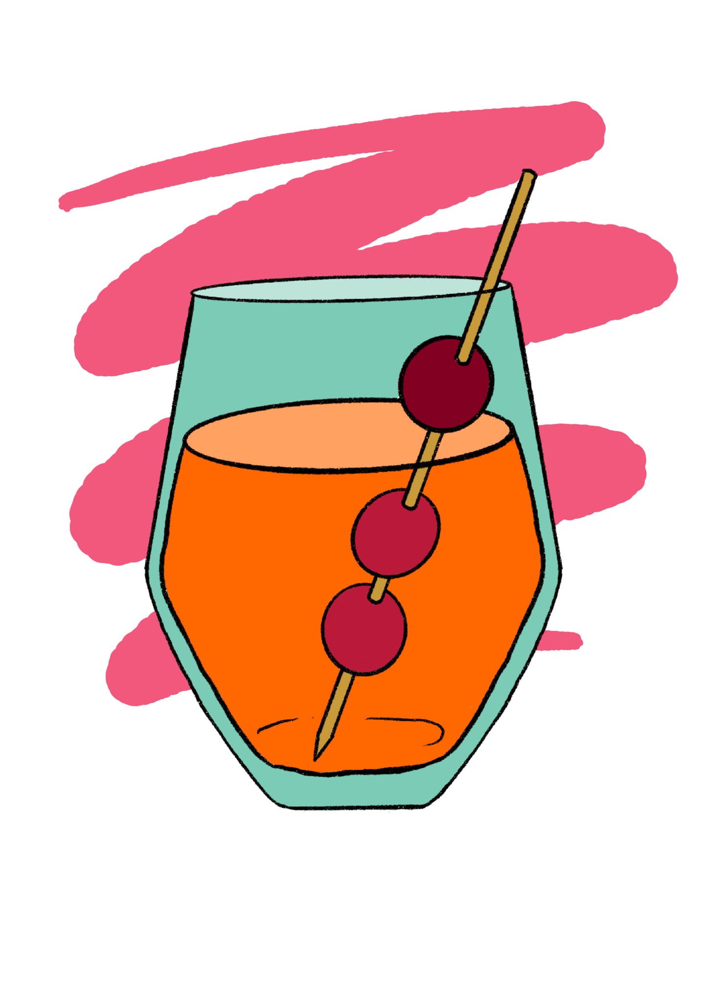 Negroni Cocktail A6 Greeting Card